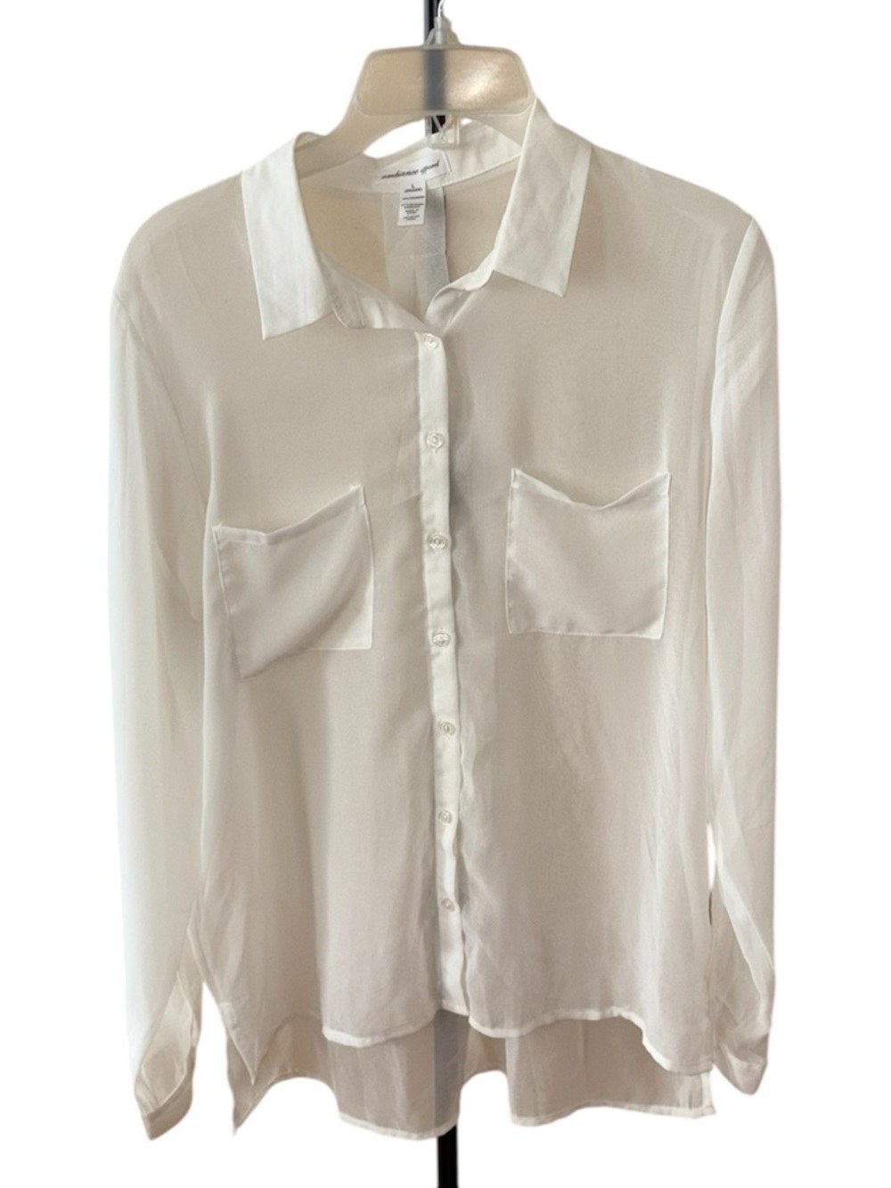 White Chiffon Button Down Blouse